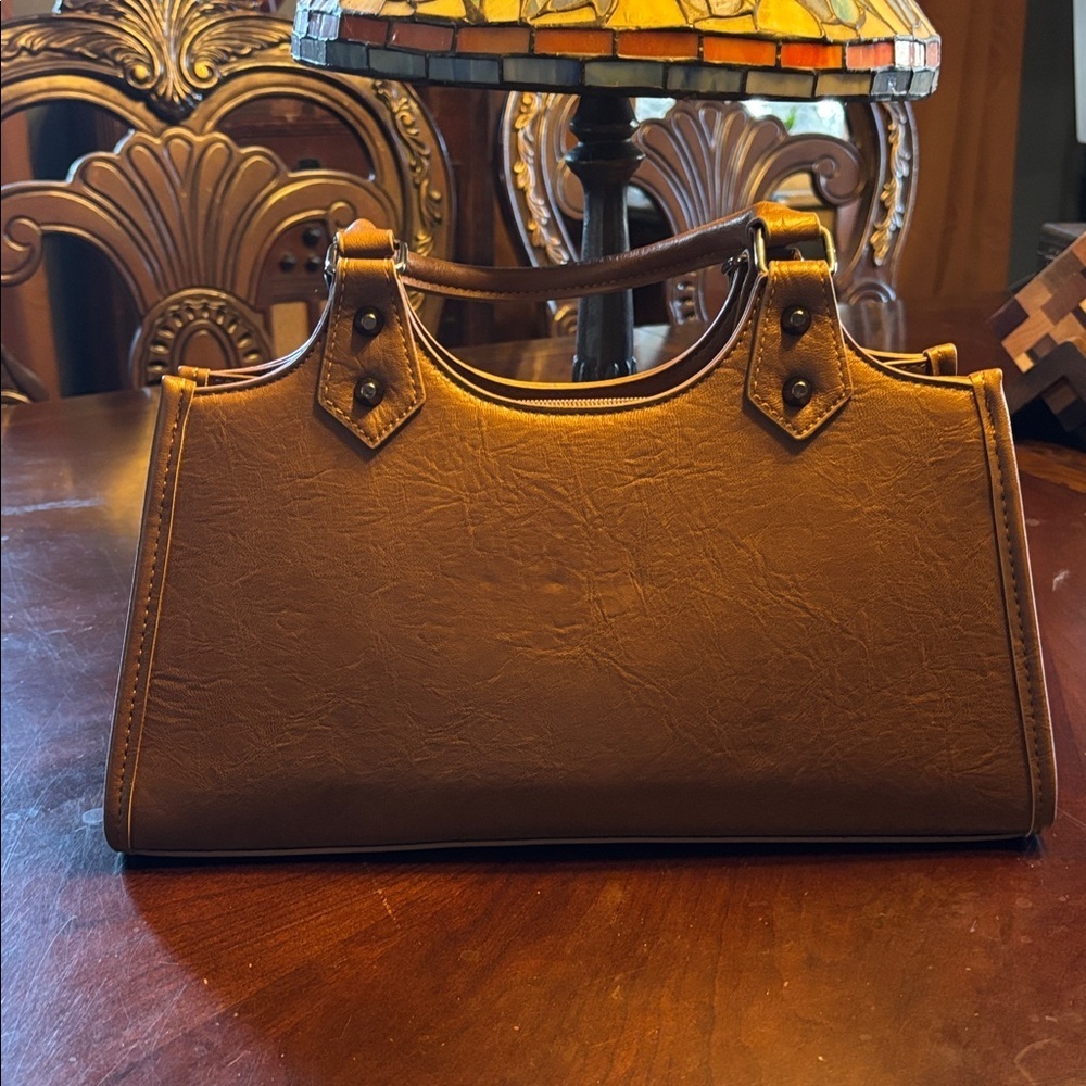 NWOT crossbody handbag with cross and chain hardware - Picture 5 of 7
